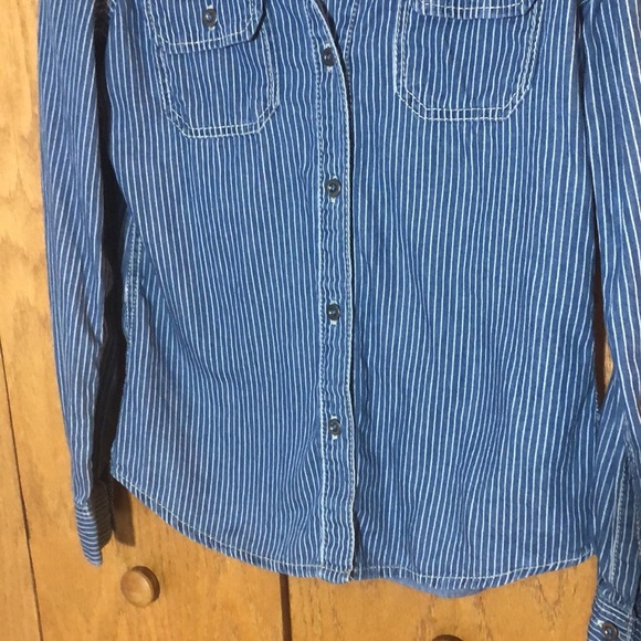Seven for all mankind denim button down long sleeve blouse size small - Picture 4 of 8